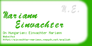 mariann einvachter business card